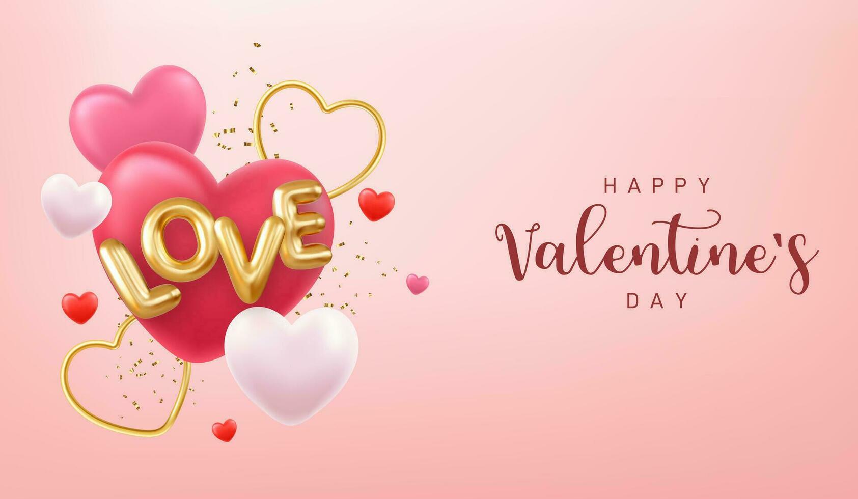 3d Happy Valentines Day banner vector