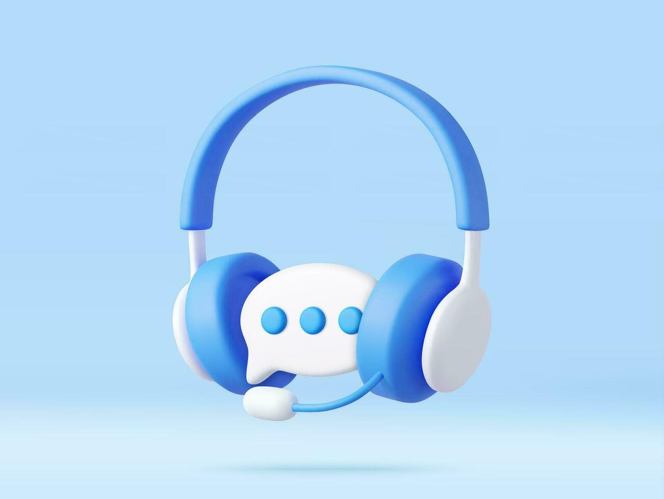 3D Hotline support service with headphones. vector