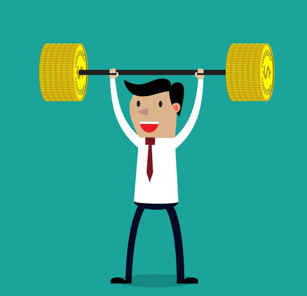 Business executive power lifting barbell vector