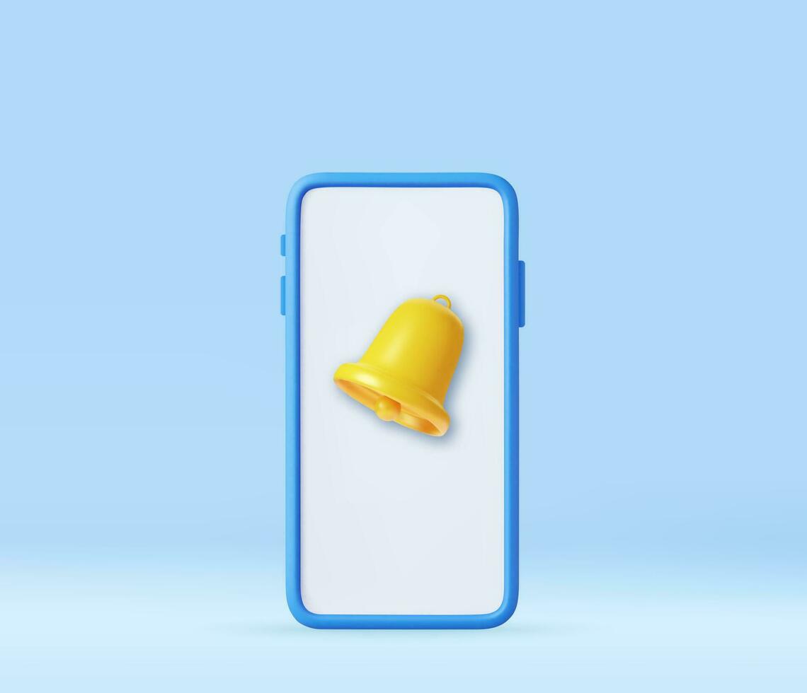 3D Phone with Bell notification. vector