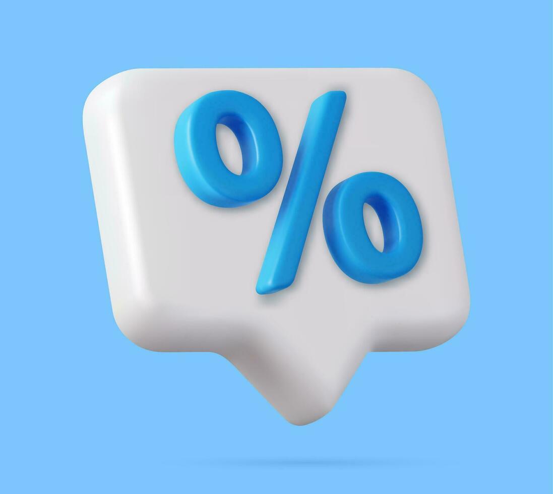 3d Symbol percentage icon message bubble vector