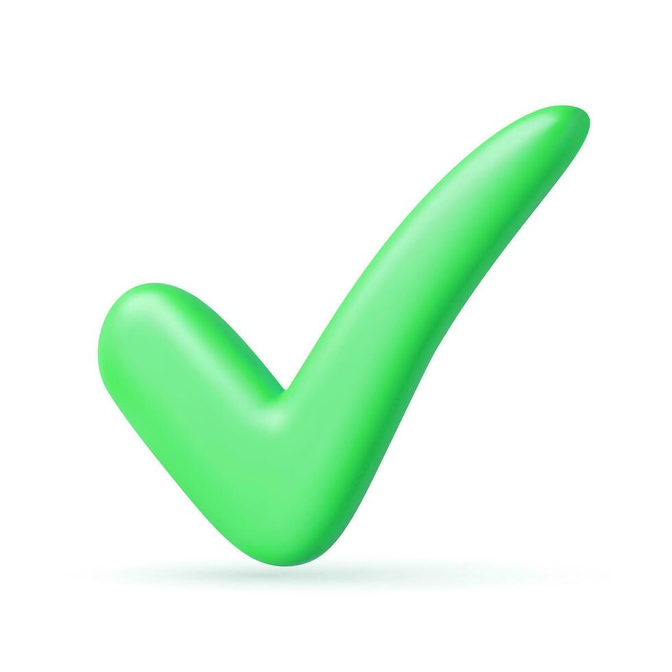 Green check mark 3d icon. vector