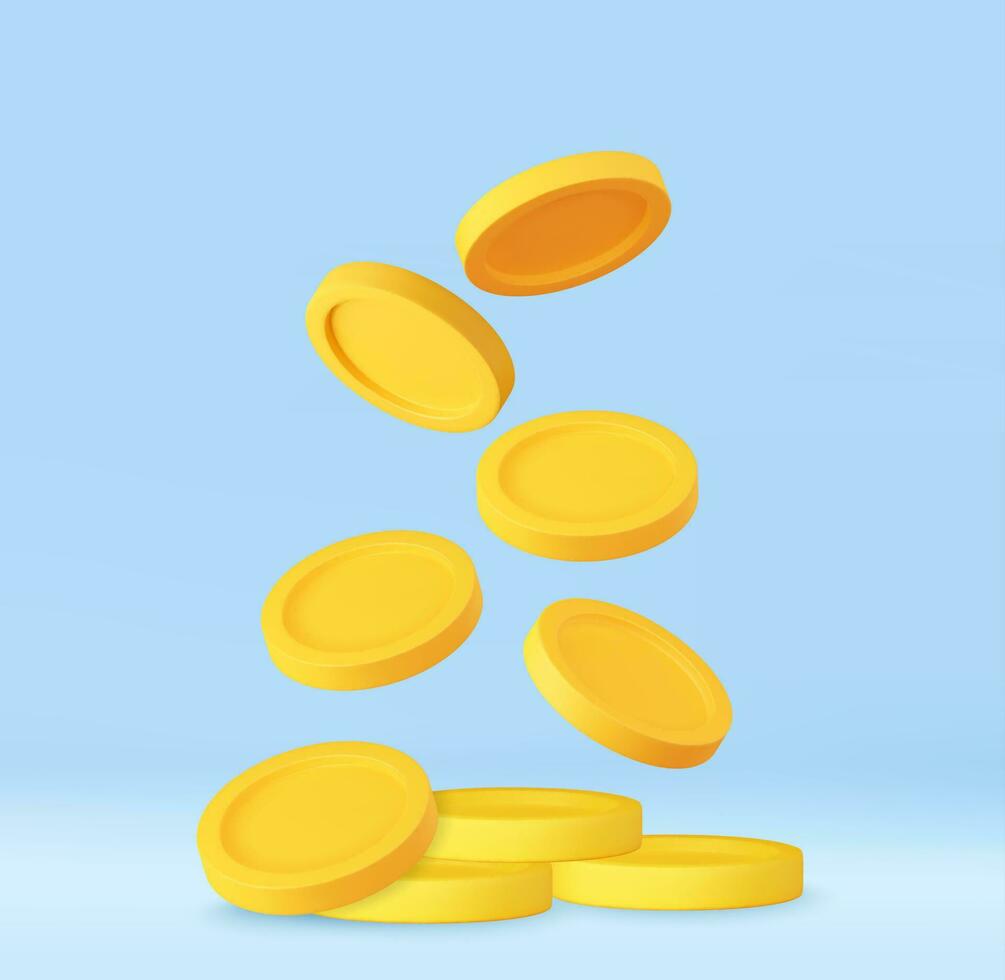 3D Stack of Gold Coins Icon vector