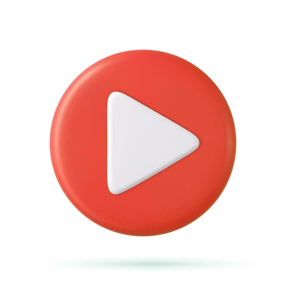 3d Play red icon vector