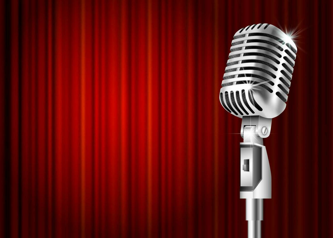 Microphone and red curtain vector