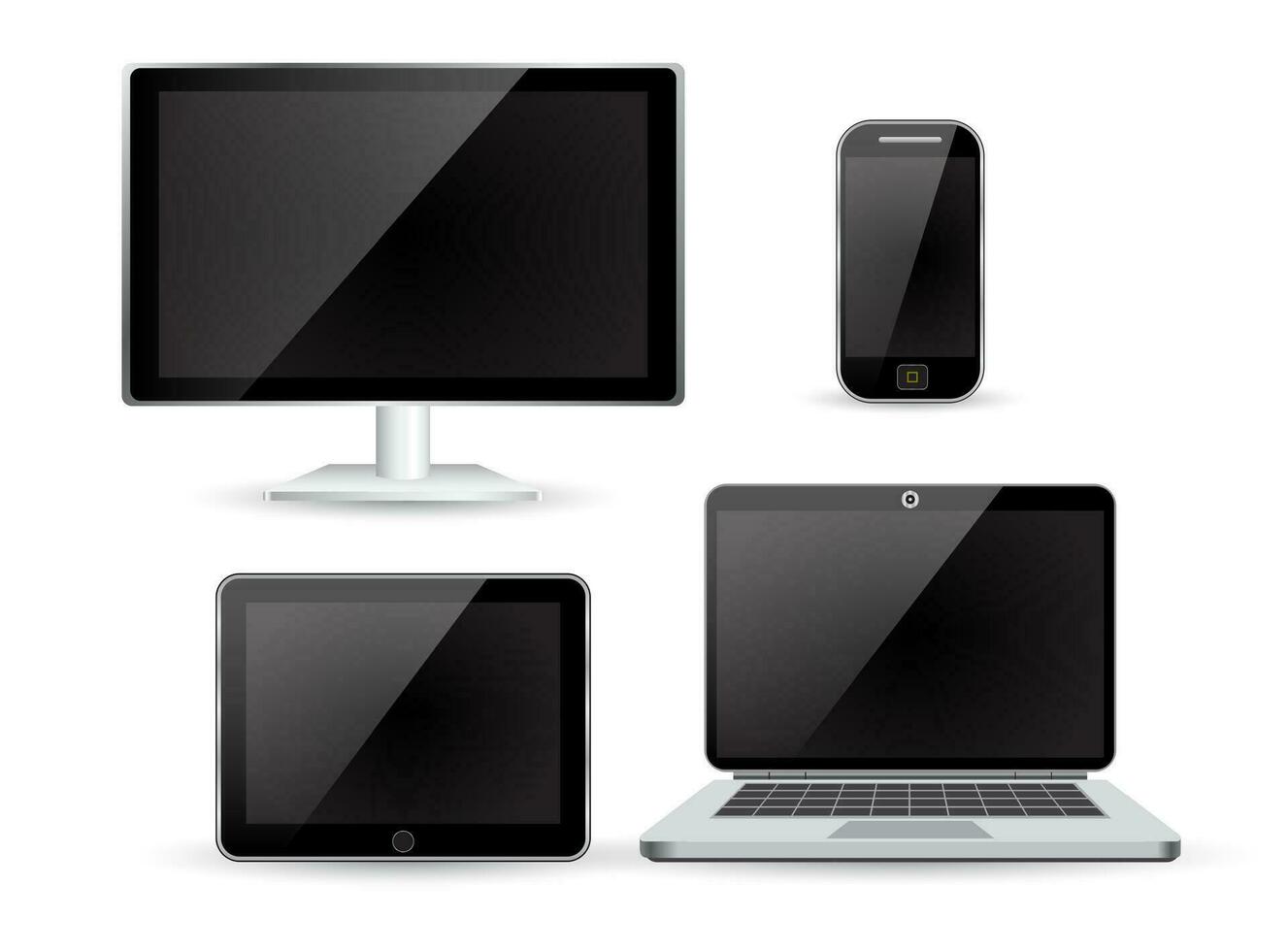 set realistic Monitors laptop tablet and phone vector