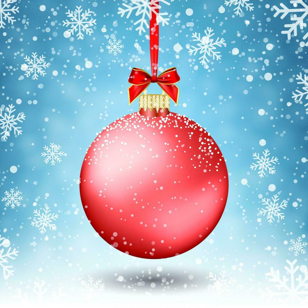 Red Christmas ball with ribbon and a bow vector