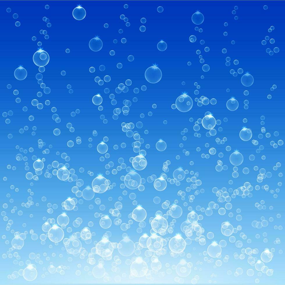 Bubbles in water on blue background vector