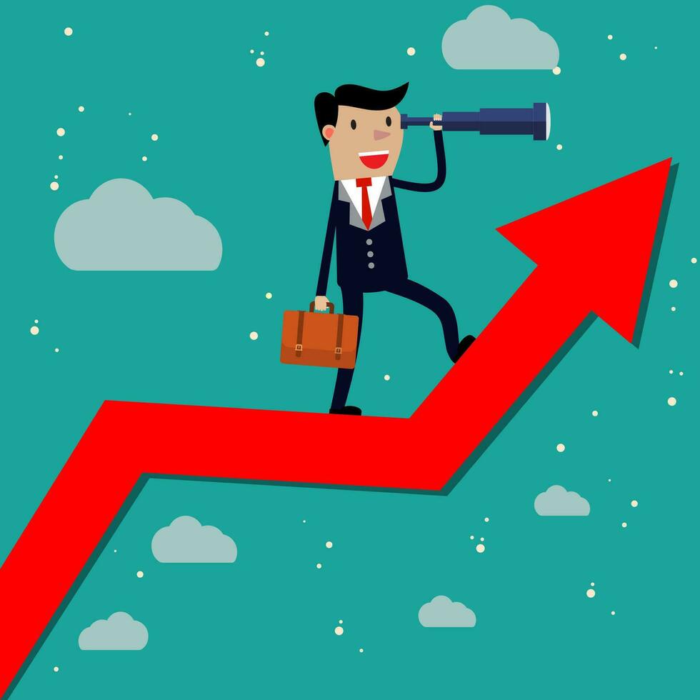 Businessman stand on arrow graph vector