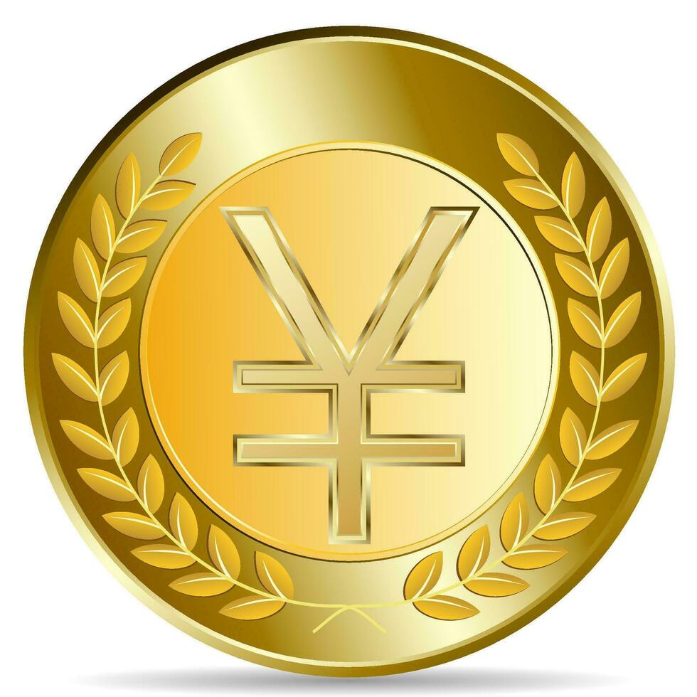 oro moneda con yen signo. vector