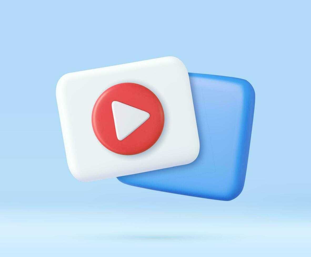 3d Play blue icon vector