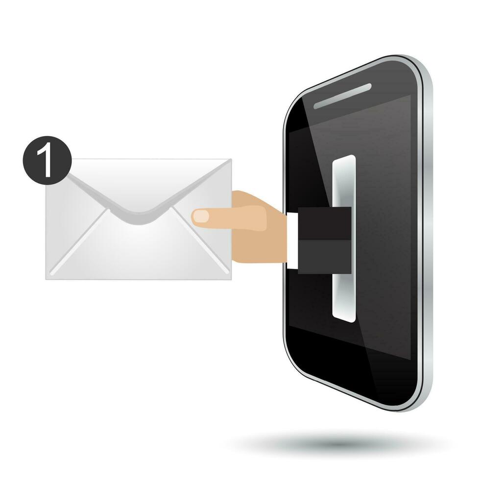 receiving mail by smart phone vector