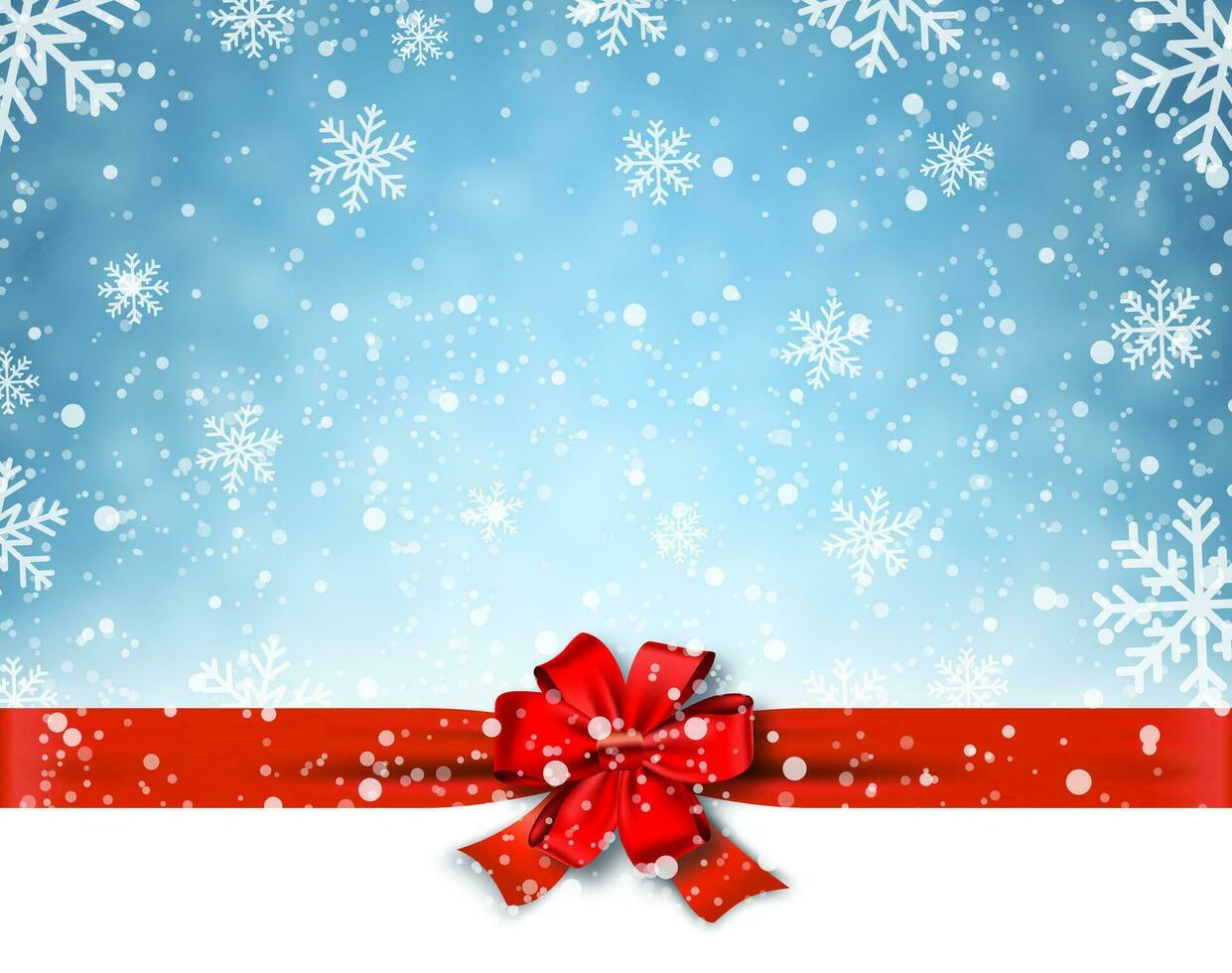 Winter background with red bow vector