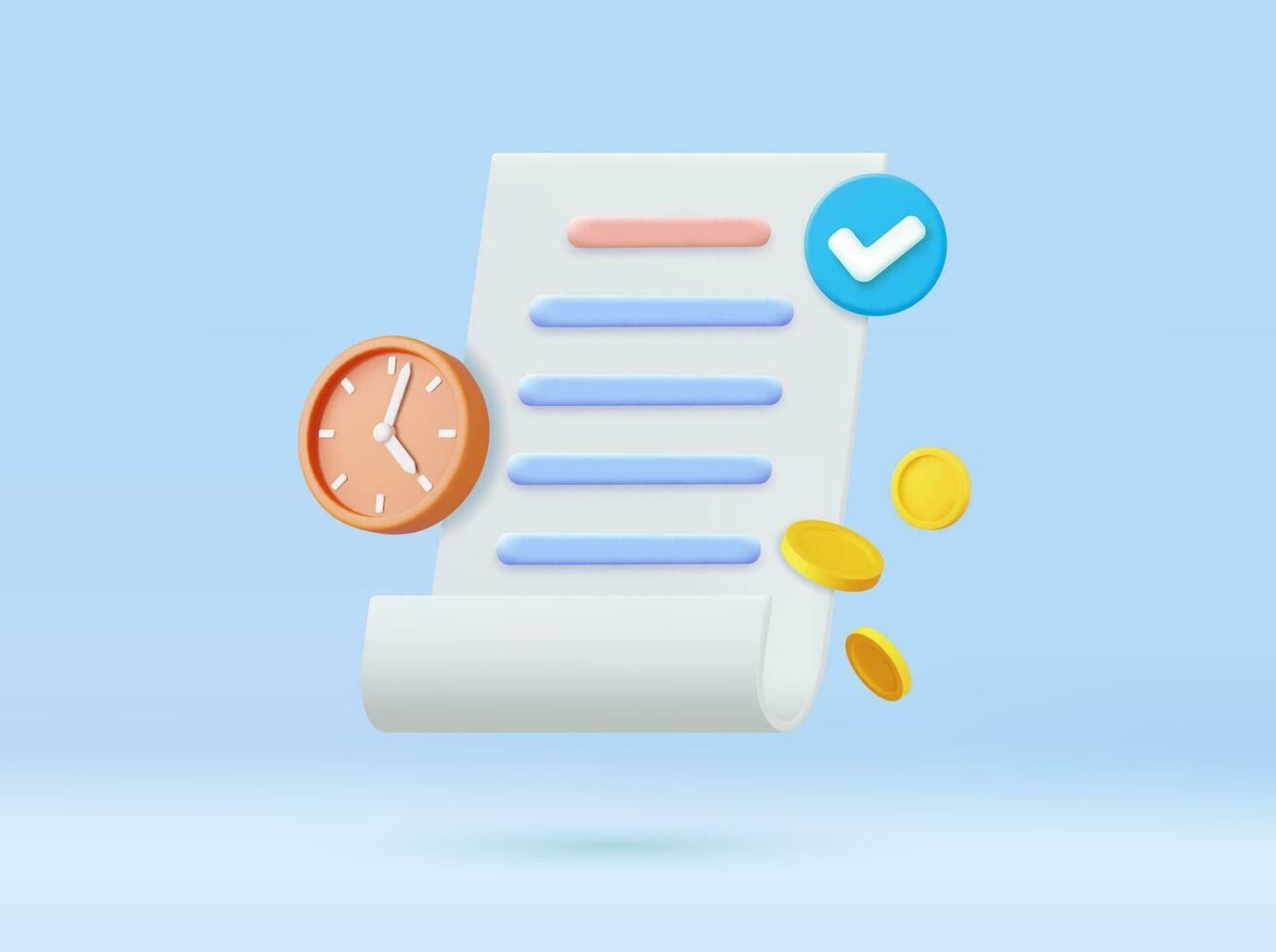 3D bill with clock alarm vector