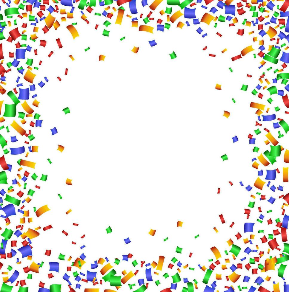 Colorful confetti frame on white background vector