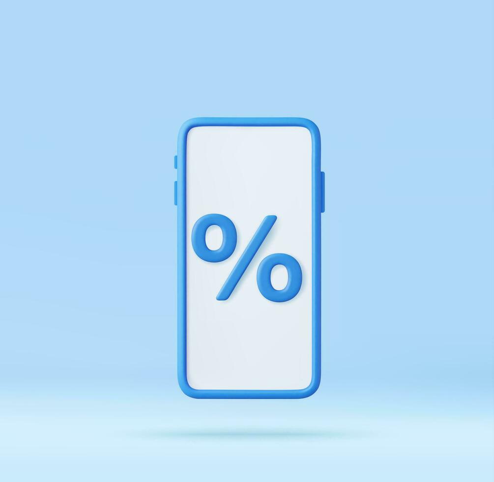 3D Phone with percentage on screen vector