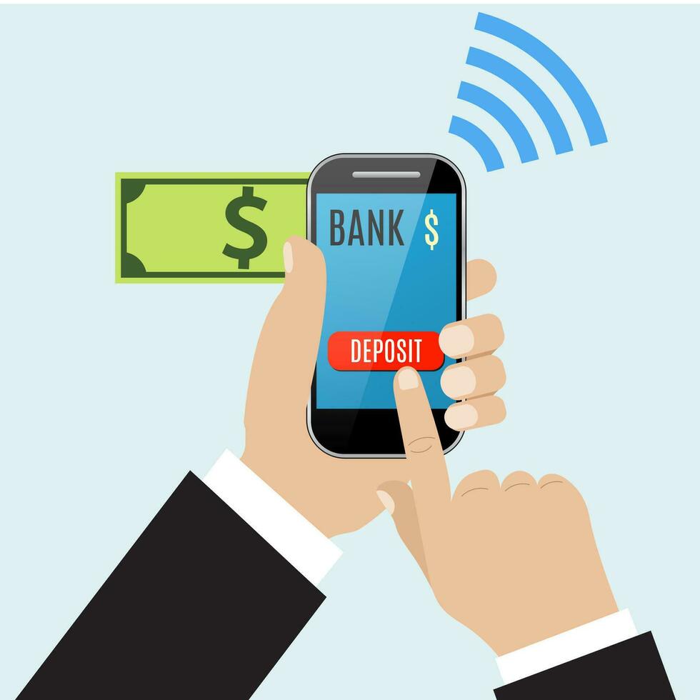 Hand of business man touching deposit vector