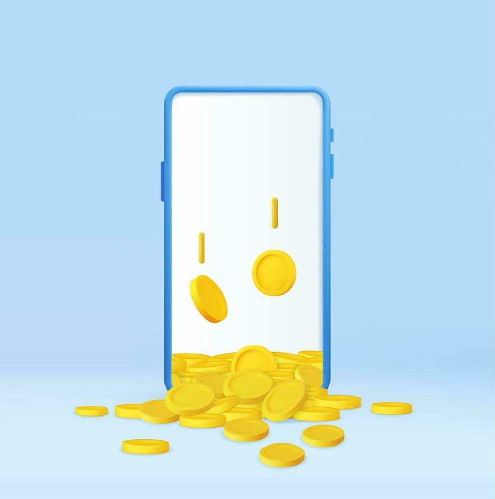 3D Smartphone and Money Inside vector