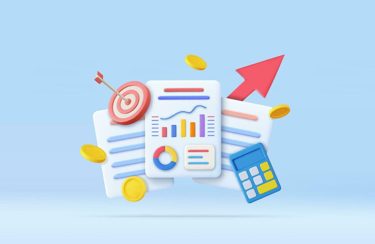 3d Calculator, bar chart, shooting target 36143382 Vector Art at Vecteezy