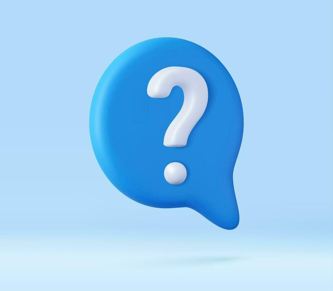 3d Message box with question mark icon. vector