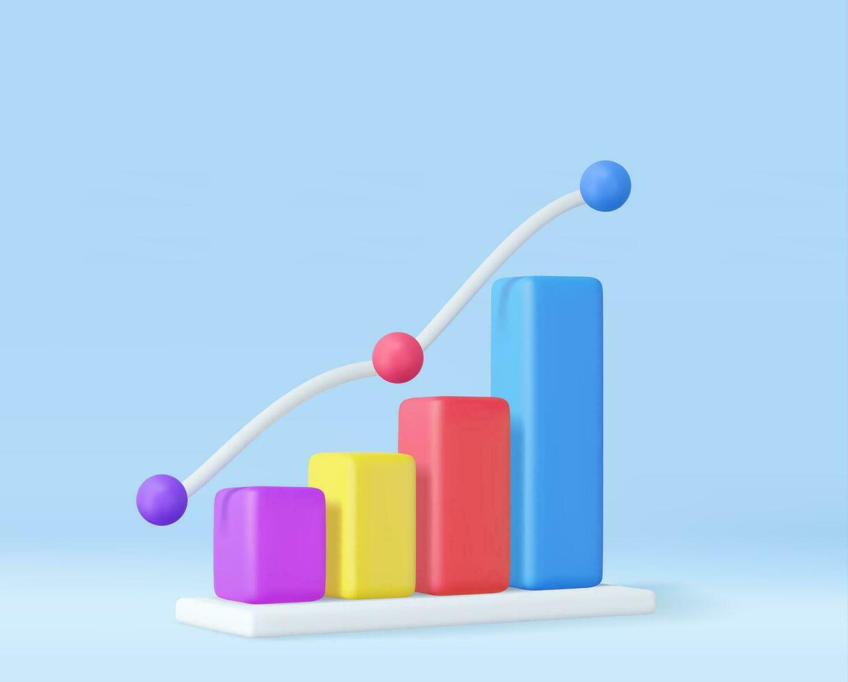 3d Business bar graph strategy concept vector