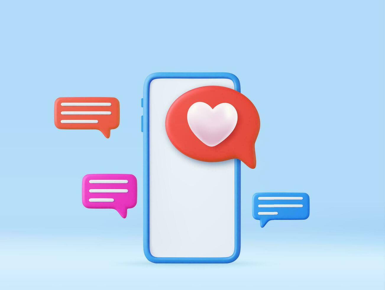 3D Like Icon with Heart and Smartphone vector