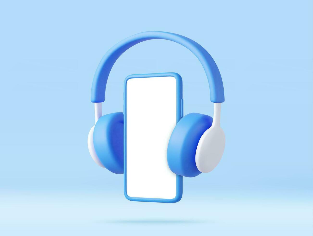 3d Portable headphones with phone vector