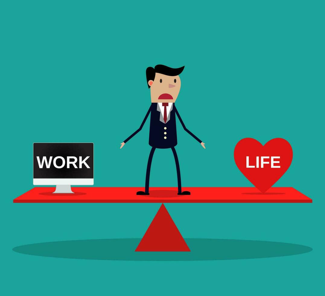 Businessman balance Work and life. vector