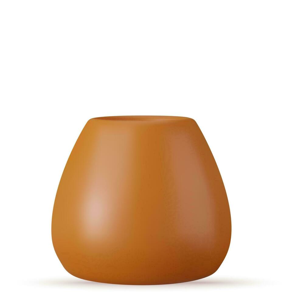 3d realistic brown ceramic flower pots vector