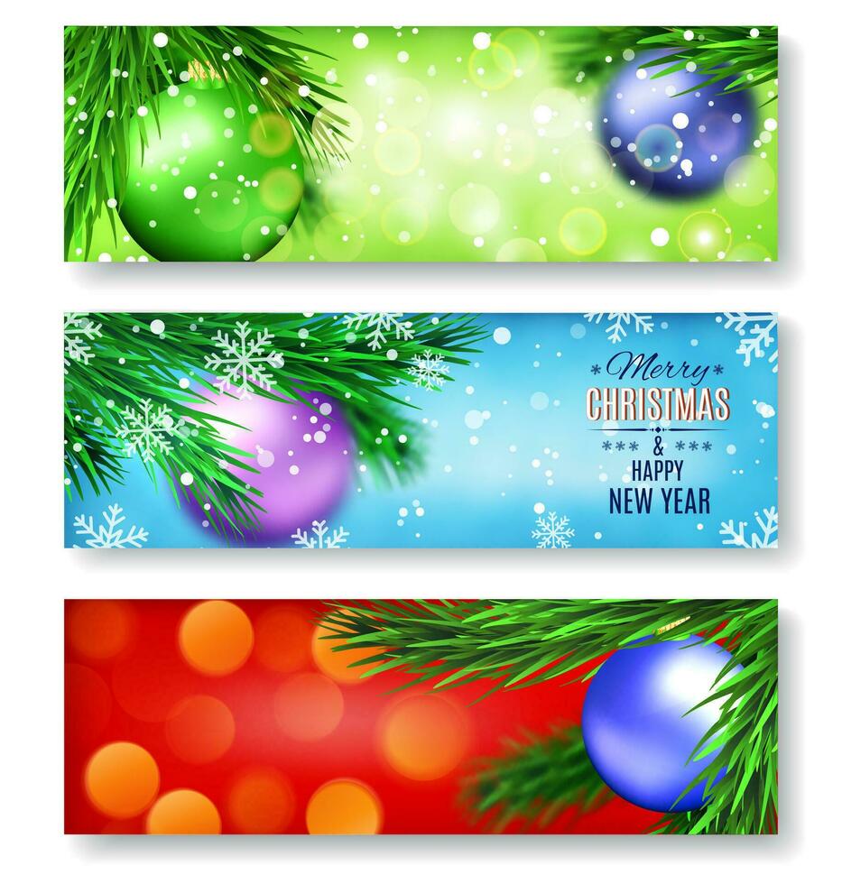 conjunto de Tres pancartas con Navidad vector