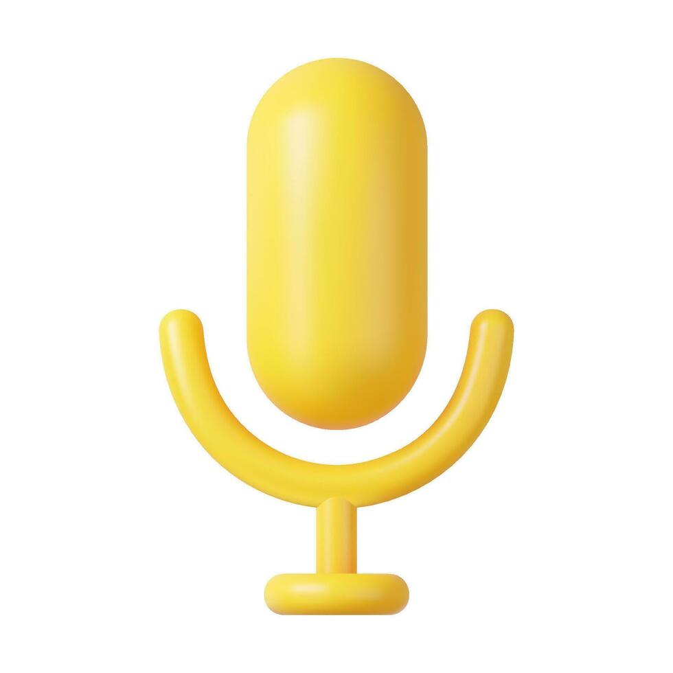 3d Podcast microphone on stand, audio equipment vector