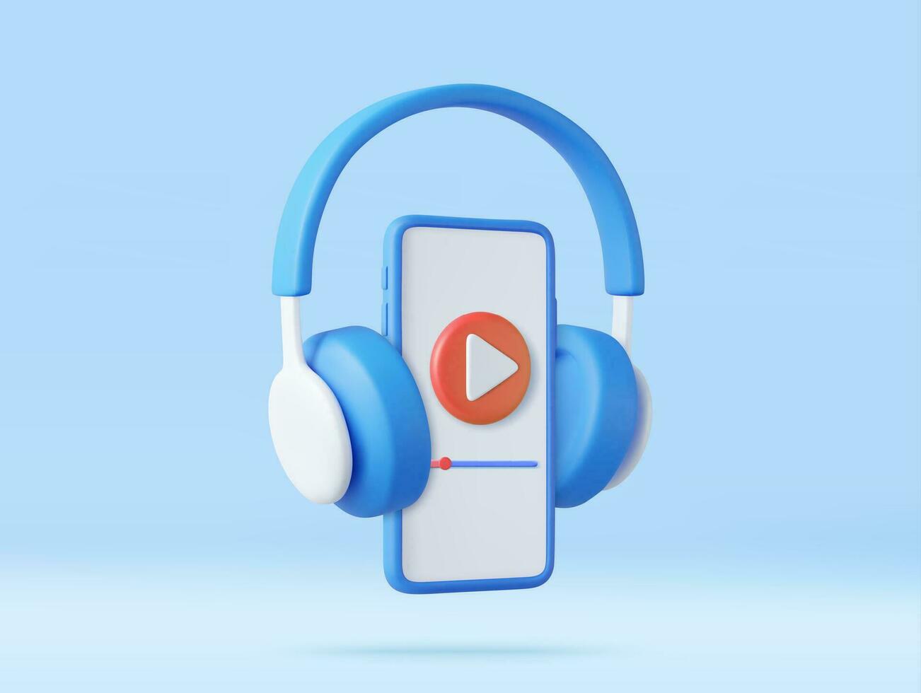 3d auriculares y teléfono inteligente vector