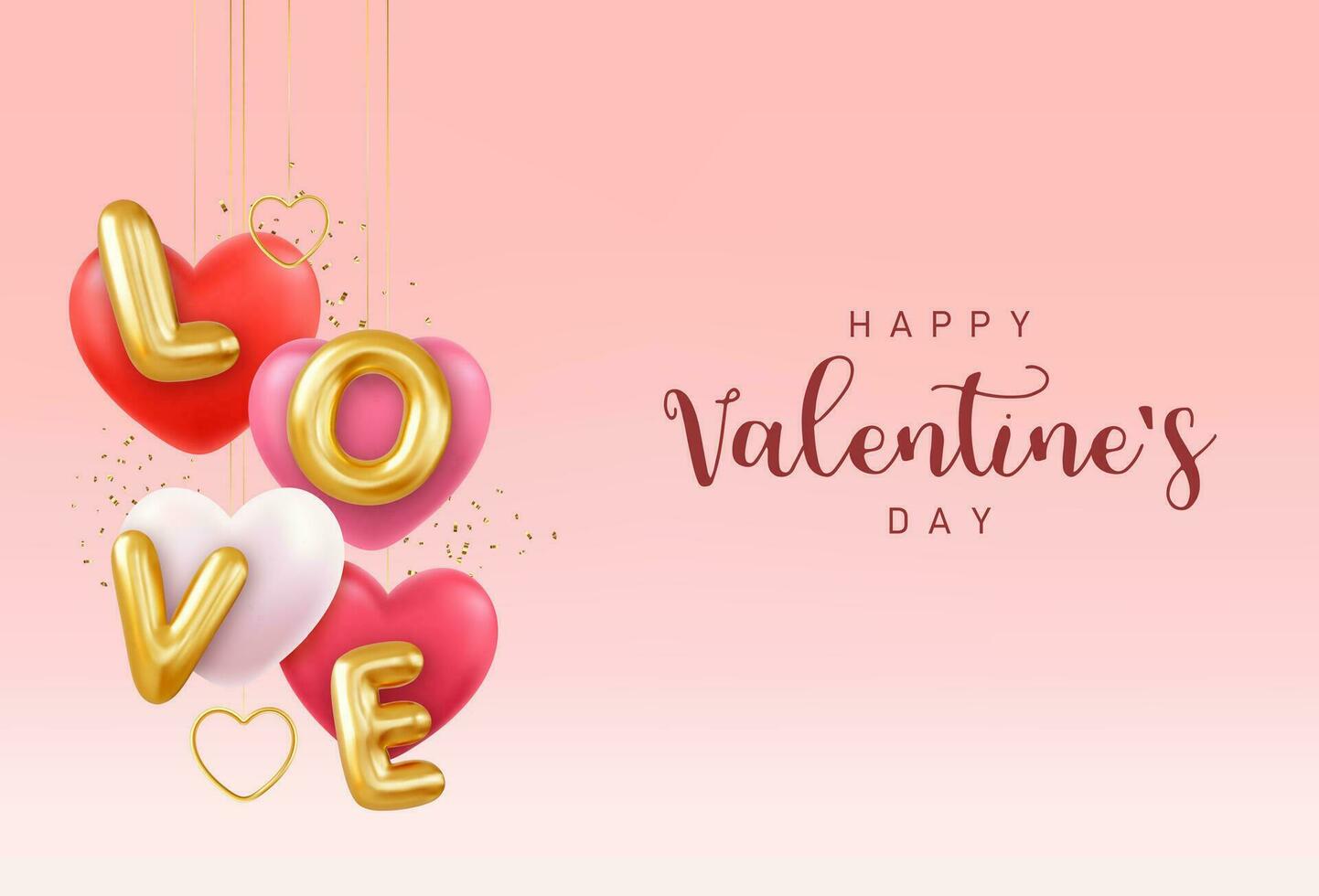 3d Happy Valentines Day banner vector