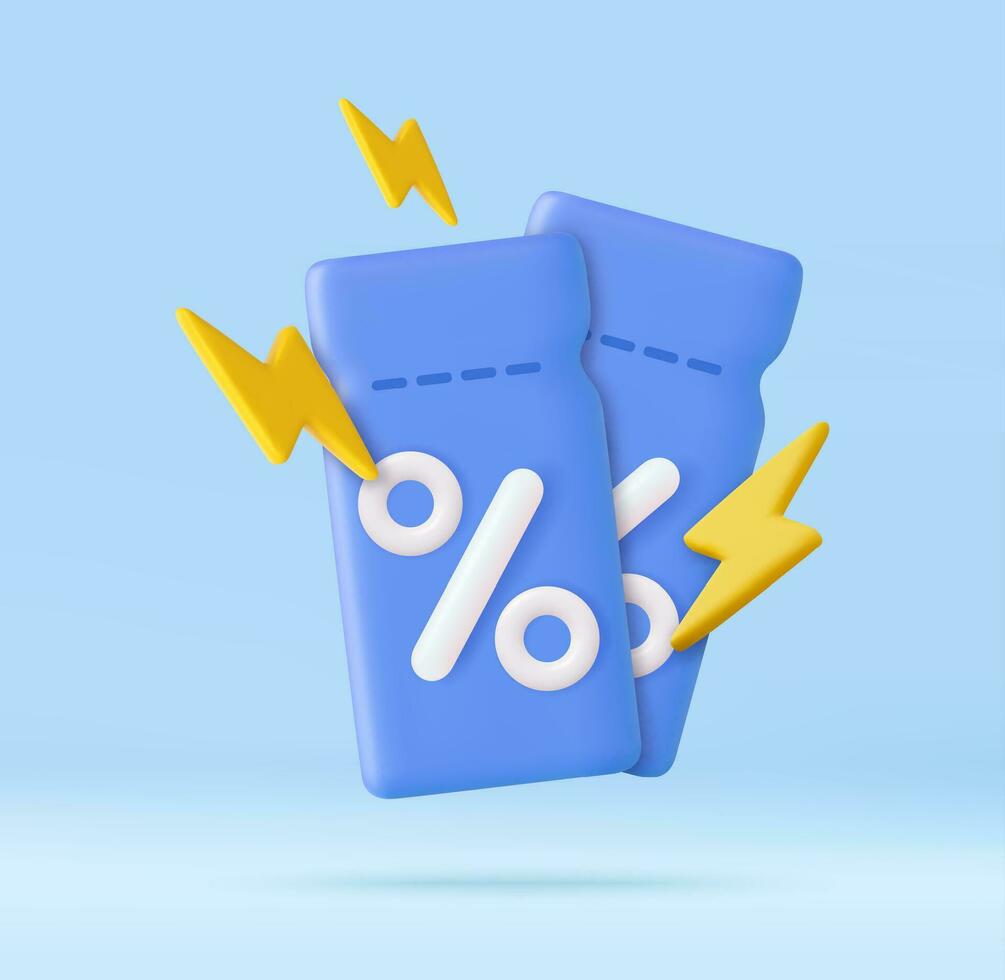 3D coupon with flash. vector