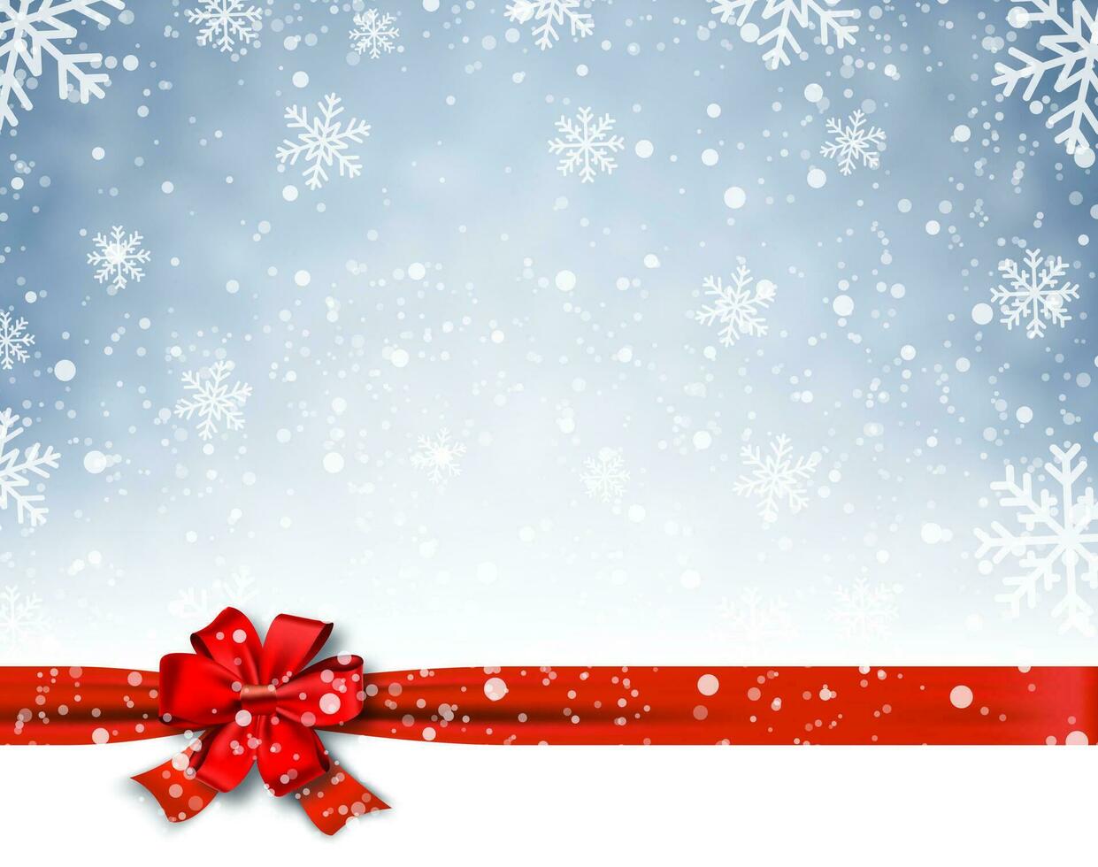 Winter background with red bow vector