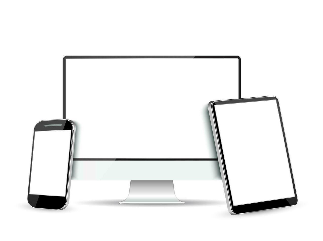 Set computer monitor, tablet and mobile phone vector