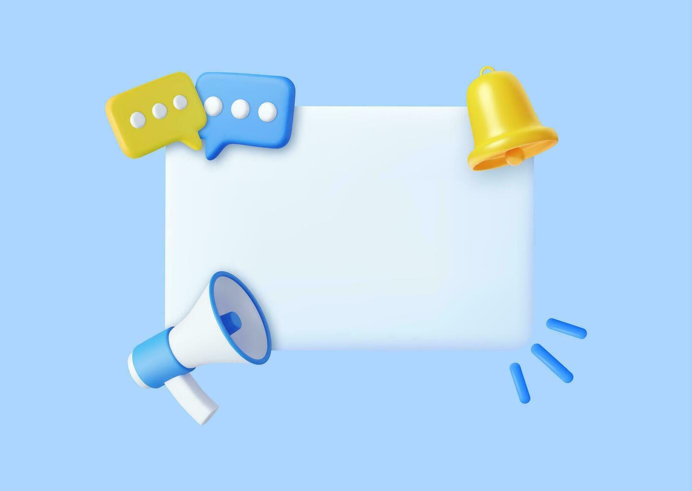 3D Megaphone with speech bubble message vector