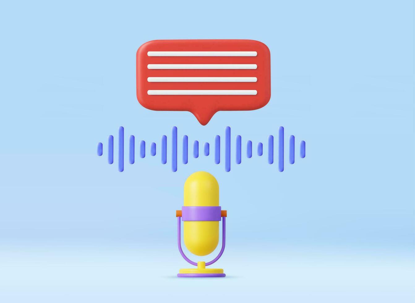 3d Podcast microphone on stand, audio equipment vector