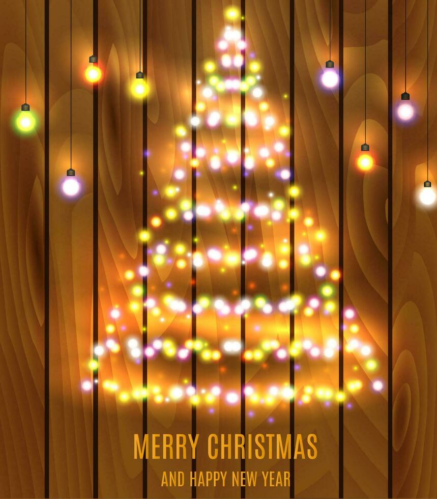 Christmas tree made of christmas lights, vector