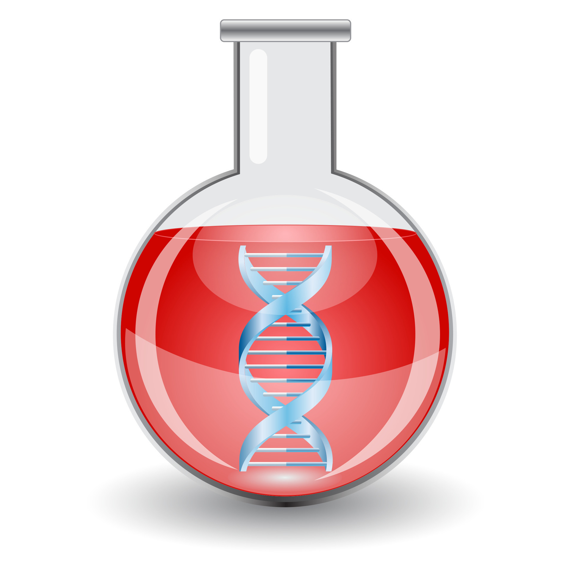 Flask with red liquid and DNA sign. 36143645 Vector Art at Vecteezy