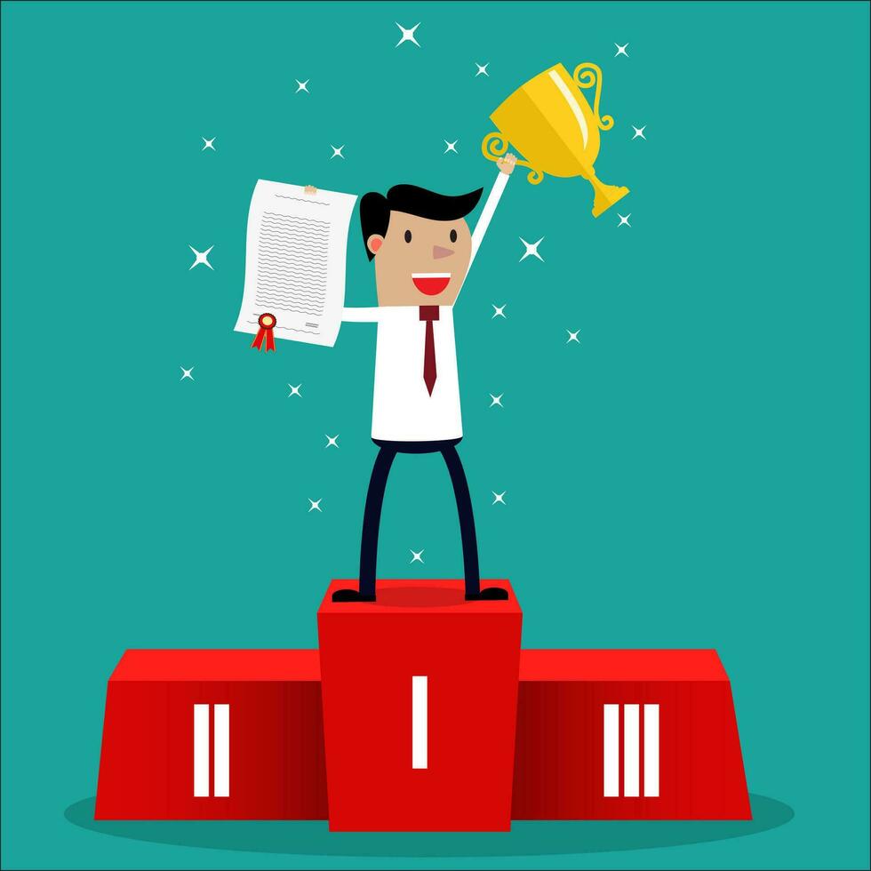 Businessman winner standing vector