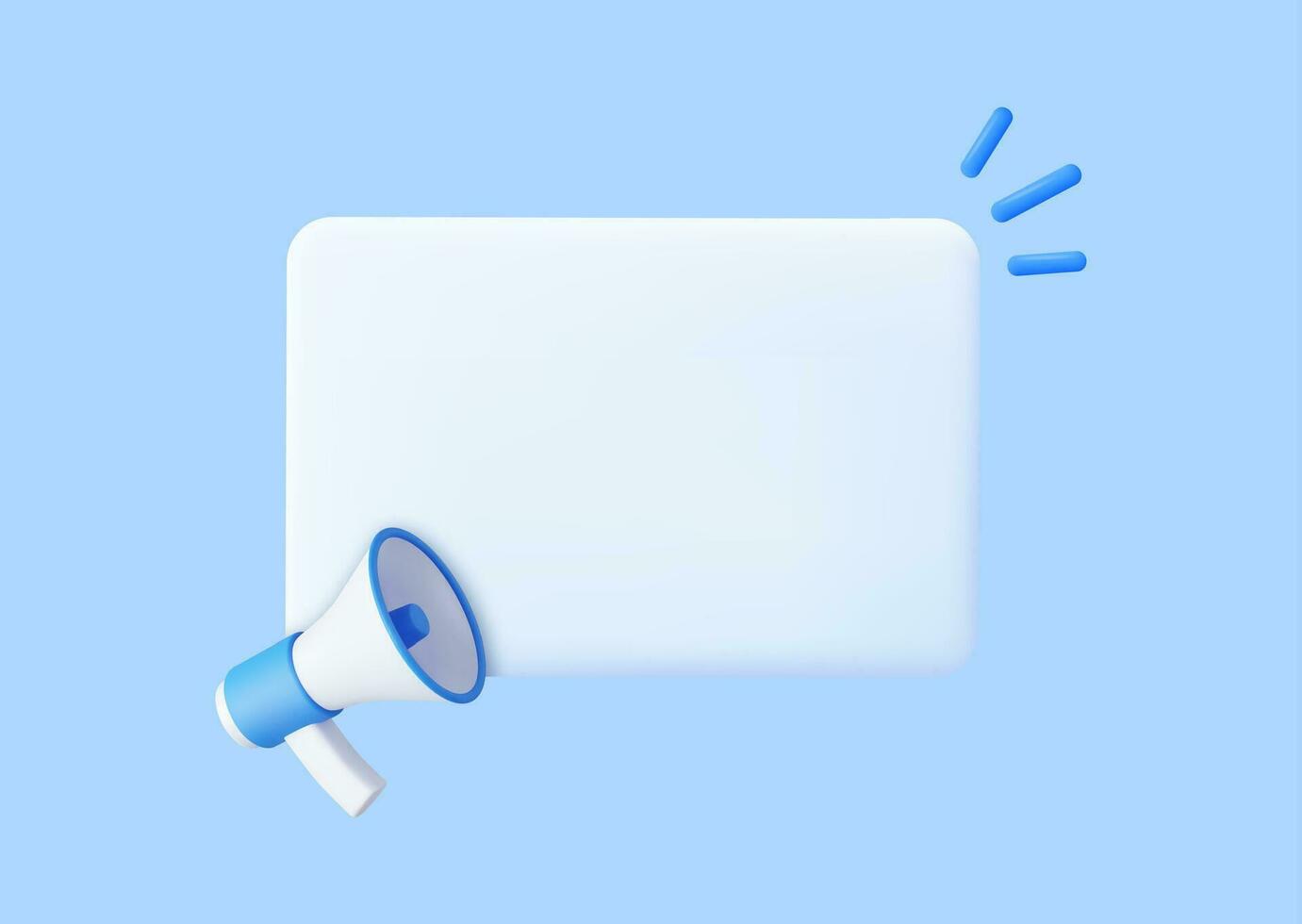 3D Megaphone with speech bubble message vector