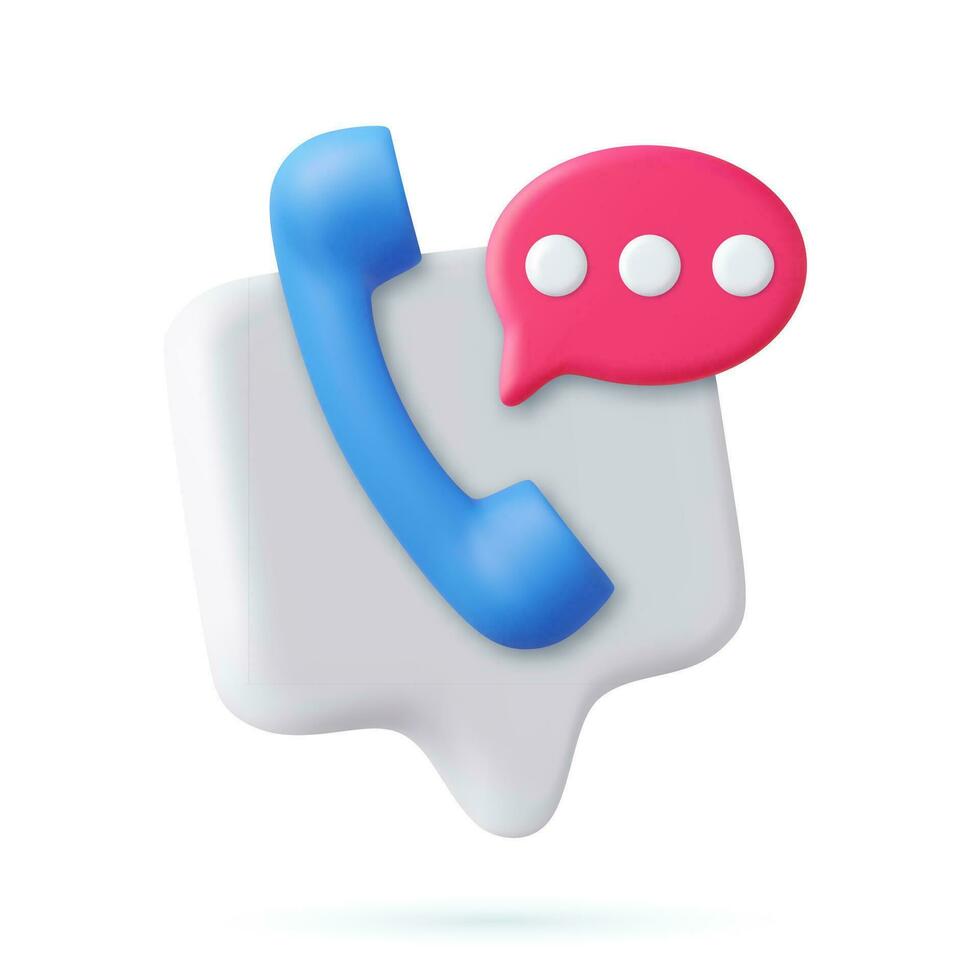 3d Phone handset with speech bubble. vector