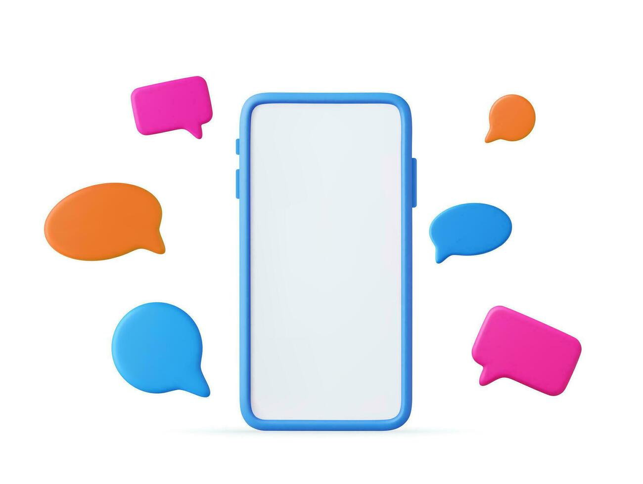 3D render smartphone with floating chat vector