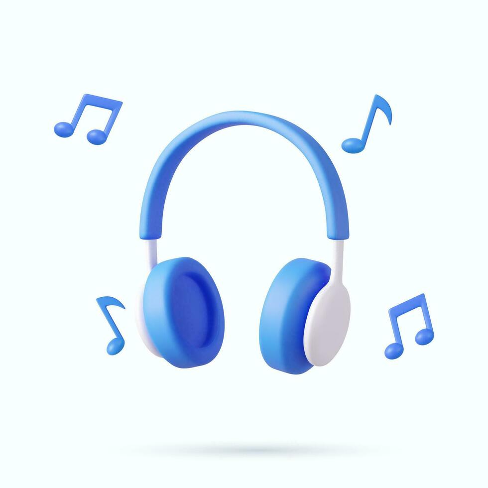 3d headphones with note vector