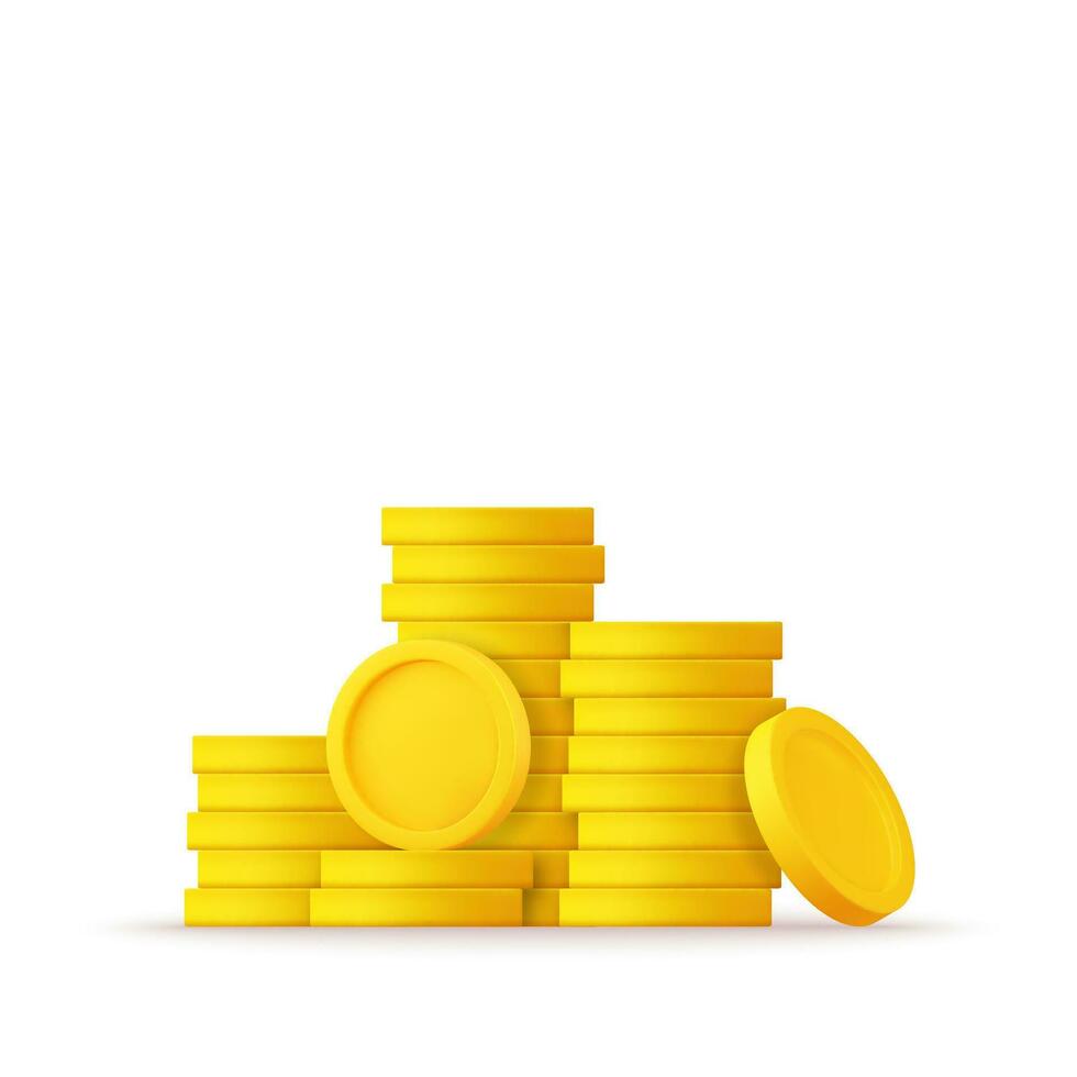 3d Coins stack vector