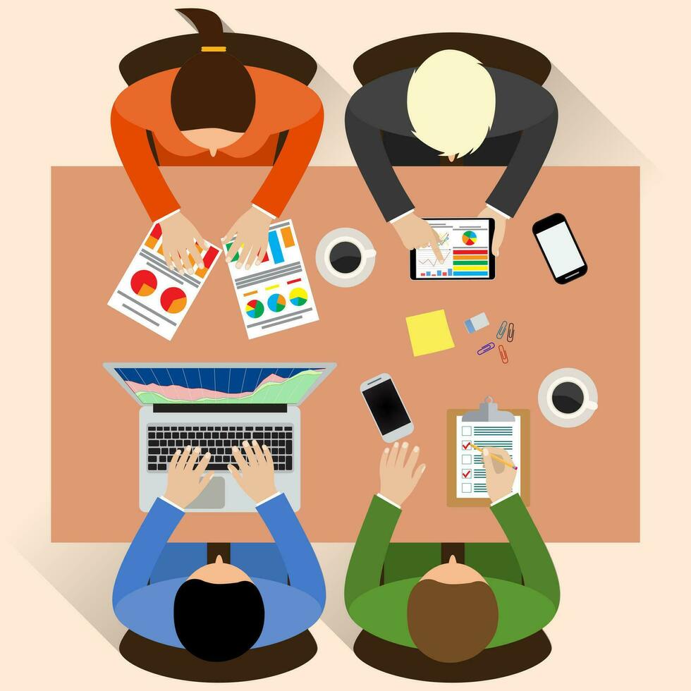 Staff around table vector