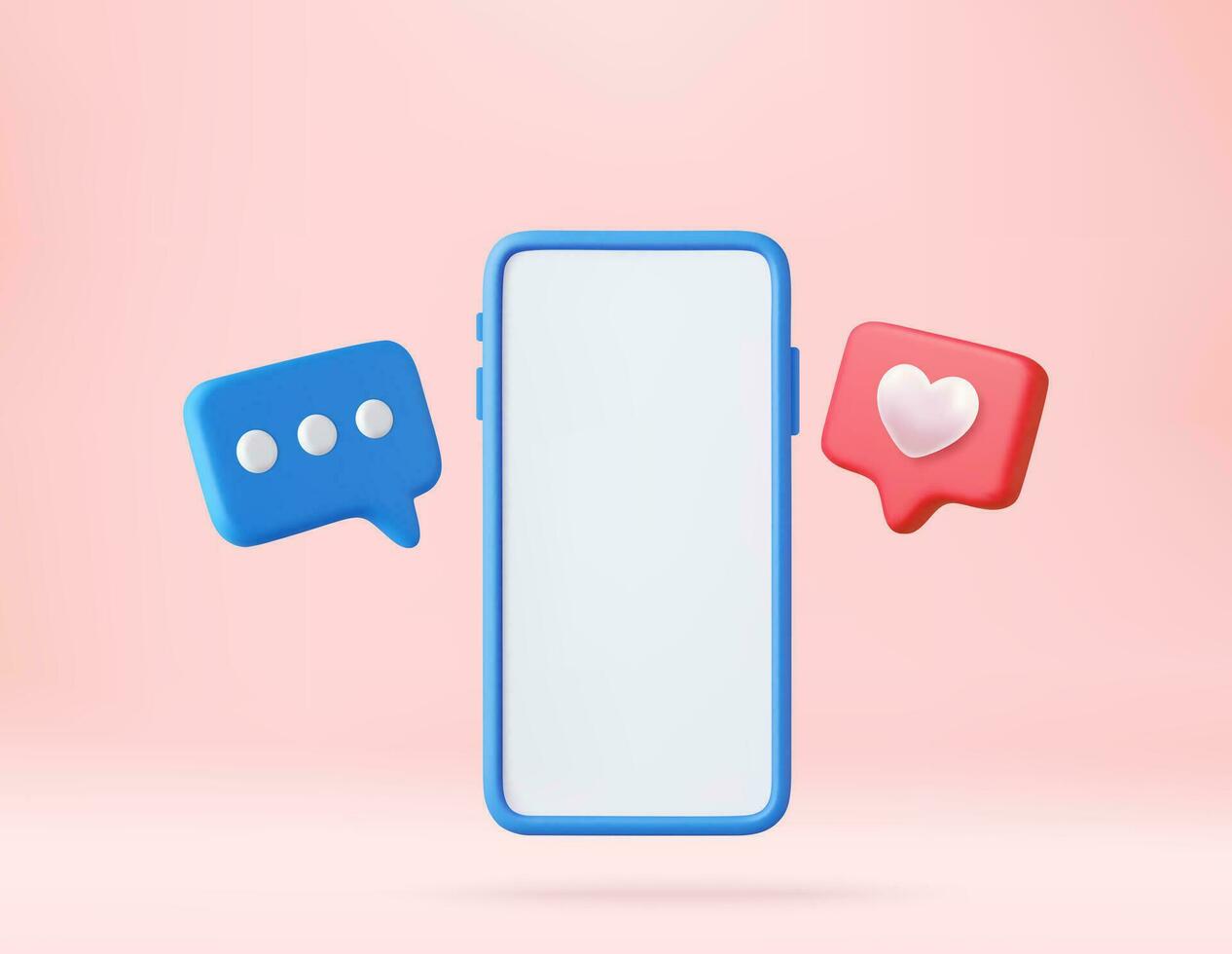 3D Like Icon with Heart and Smartphone vector