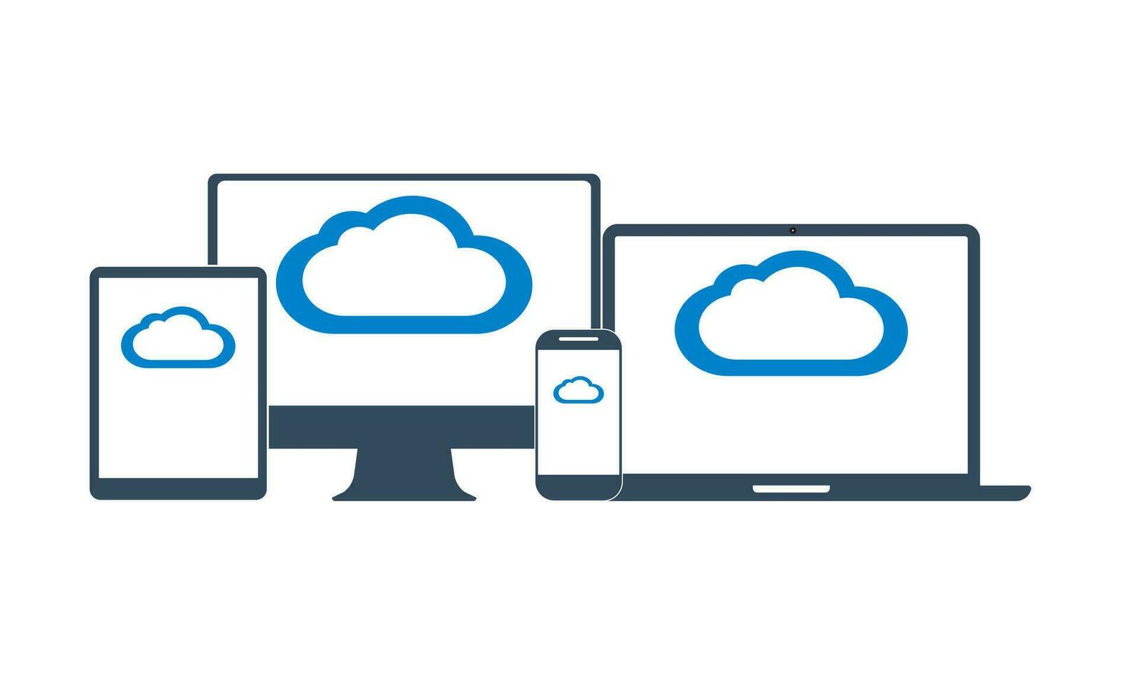 Cloud computing Network Connected all Devices. vector