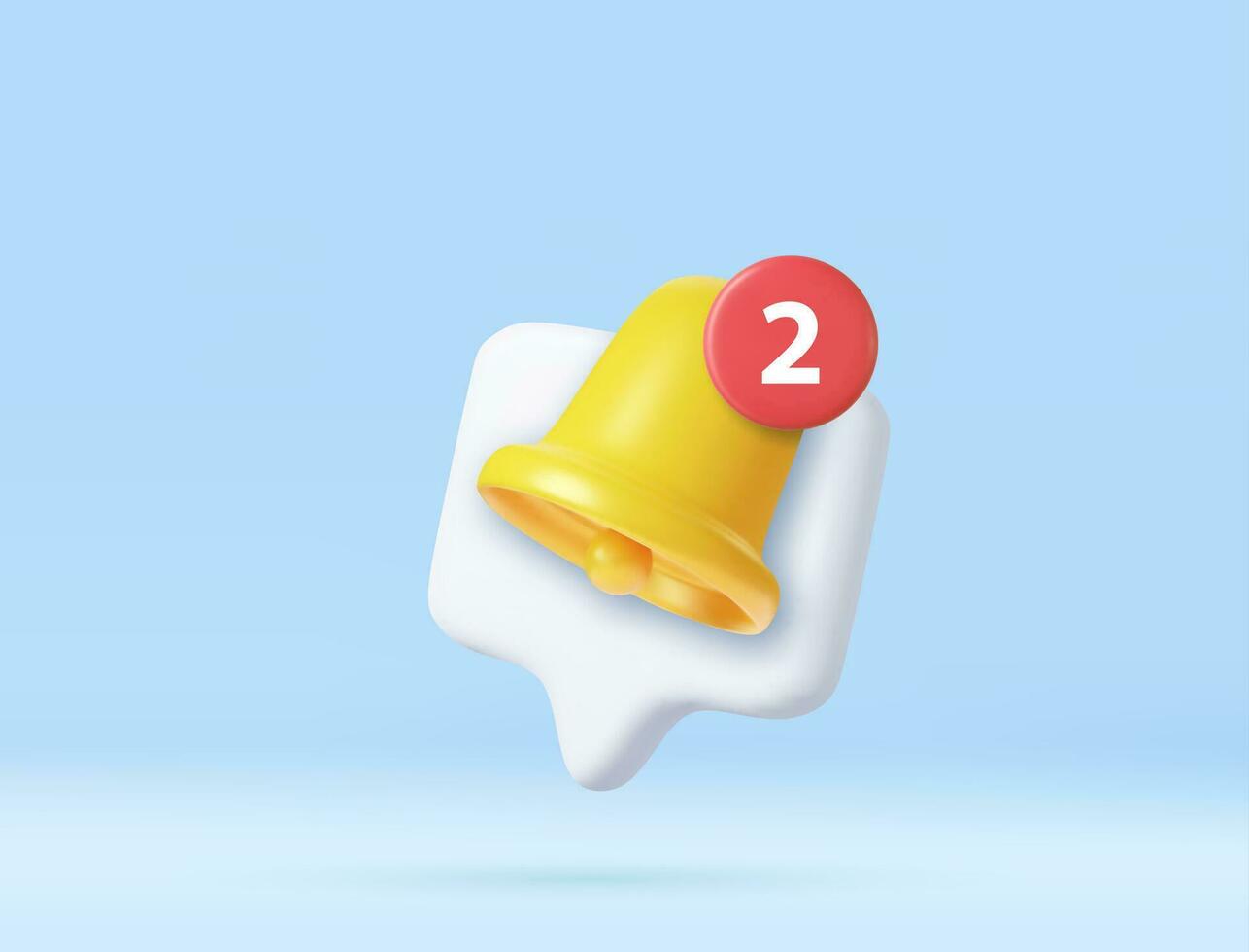3D notification bell alert icon vector